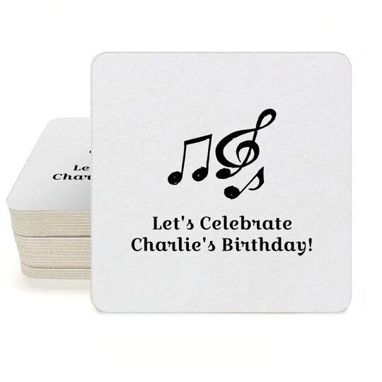 Music Notes Square Coasters
